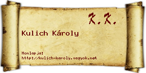 Kulich Károly névjegykártya